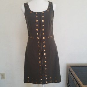 Olive green dress with shiny brass buttons. Size small. Cynthia Rowley.